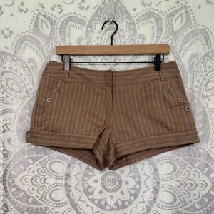 New No Boundaries NoBo Y2K 2000s Striped Dress Shorts Pockets Juniors Brown 11 L